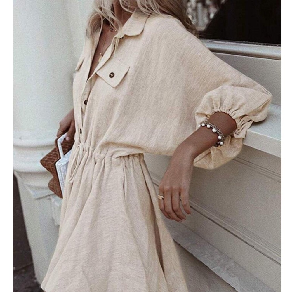 Coventavenue -Collard Button Up Pocket Mini Dress